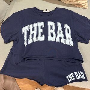 The Bar Varisty Cropped T Shirt & Shorts Set